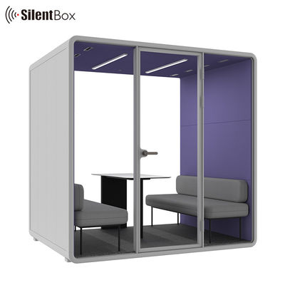 Modern Soundproof Booth with STC30dB Soundproofing and 4000K Natural LED Lighting for Office Privacy